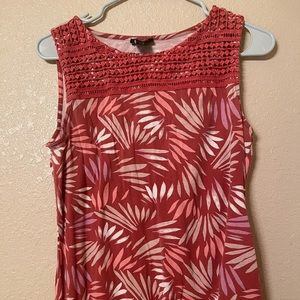 Ann Taylor Factory Red Pink Orange Leaf Tank Top